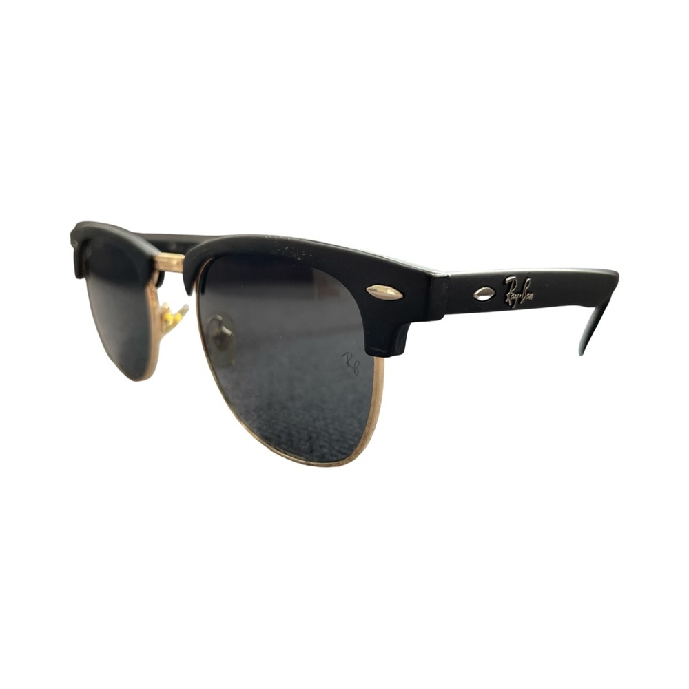 Ray-Ban RB3016 Clubmaster Classic Black and Gold Smoke Lens Sunglasses - Picture 6 of 9